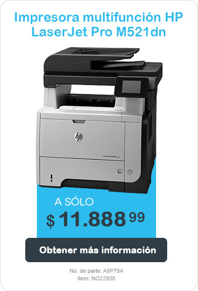 Impresora multifunción HP LaserJet Pro M521dn. A sólo $11.888,99.