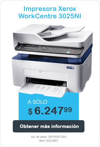 Impresora Xerox WorkCentre 3025NI. A Sólo $6.299,00.