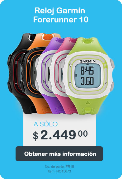 Reloj Garmin Forerunner 10. A sólo $2.449,00.