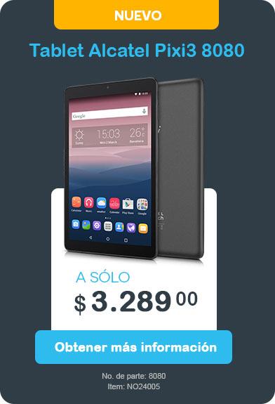 Tablet Alcatel Pixi3 8080. A sólo $3.289,00.